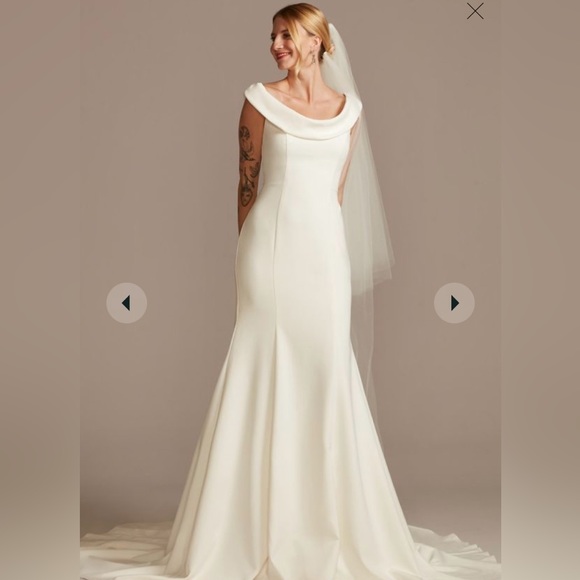 David's Bridal Dresses & Skirts - Ivory off the shoulder fit and flair wedding dress